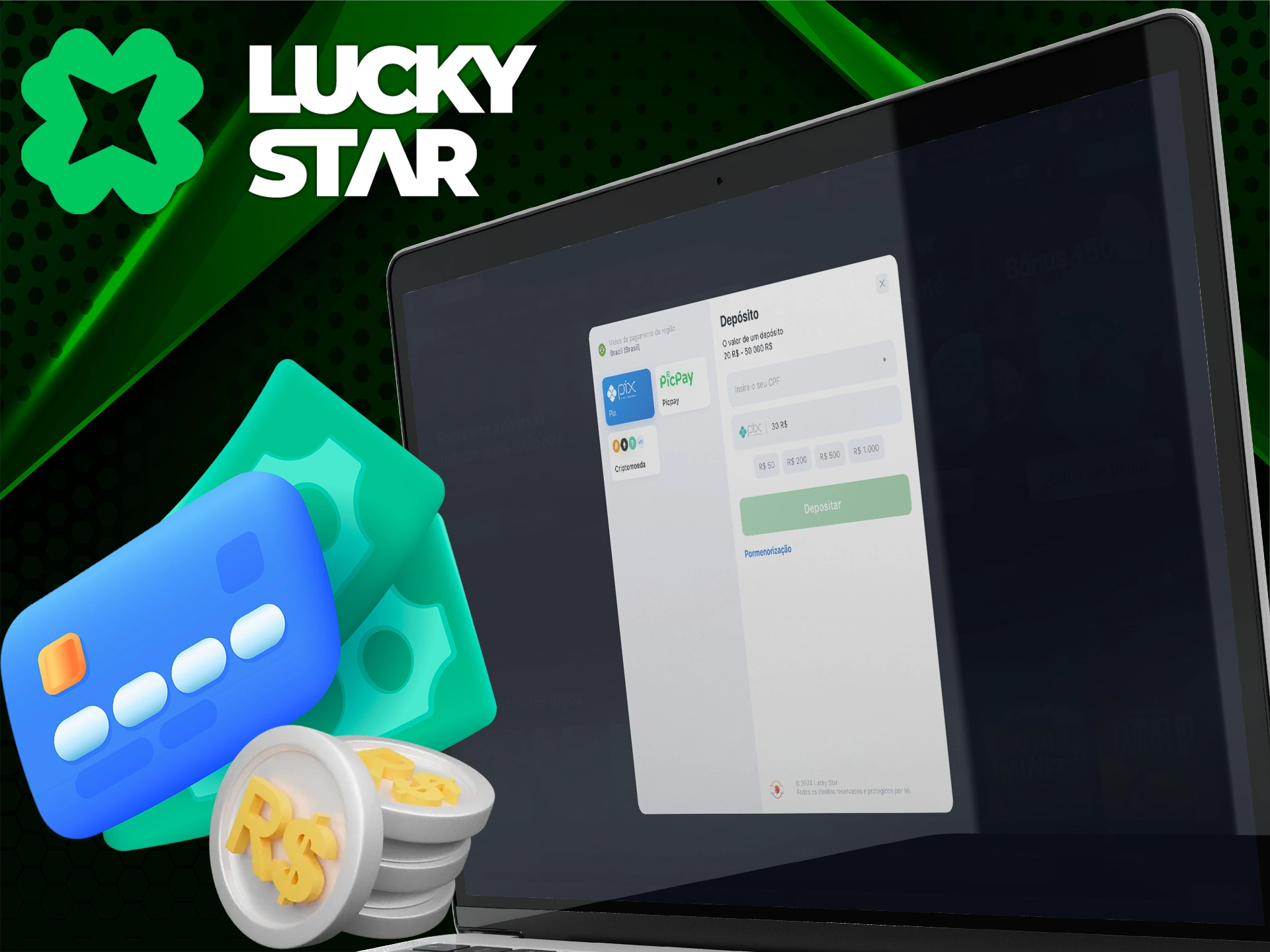 Deposite e retire fundos de forma conveniente no Lucky Star Casino.
