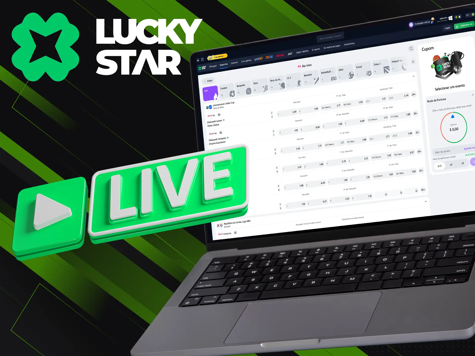 Veja os jogos e aposte ao vivo no Lucky Star.