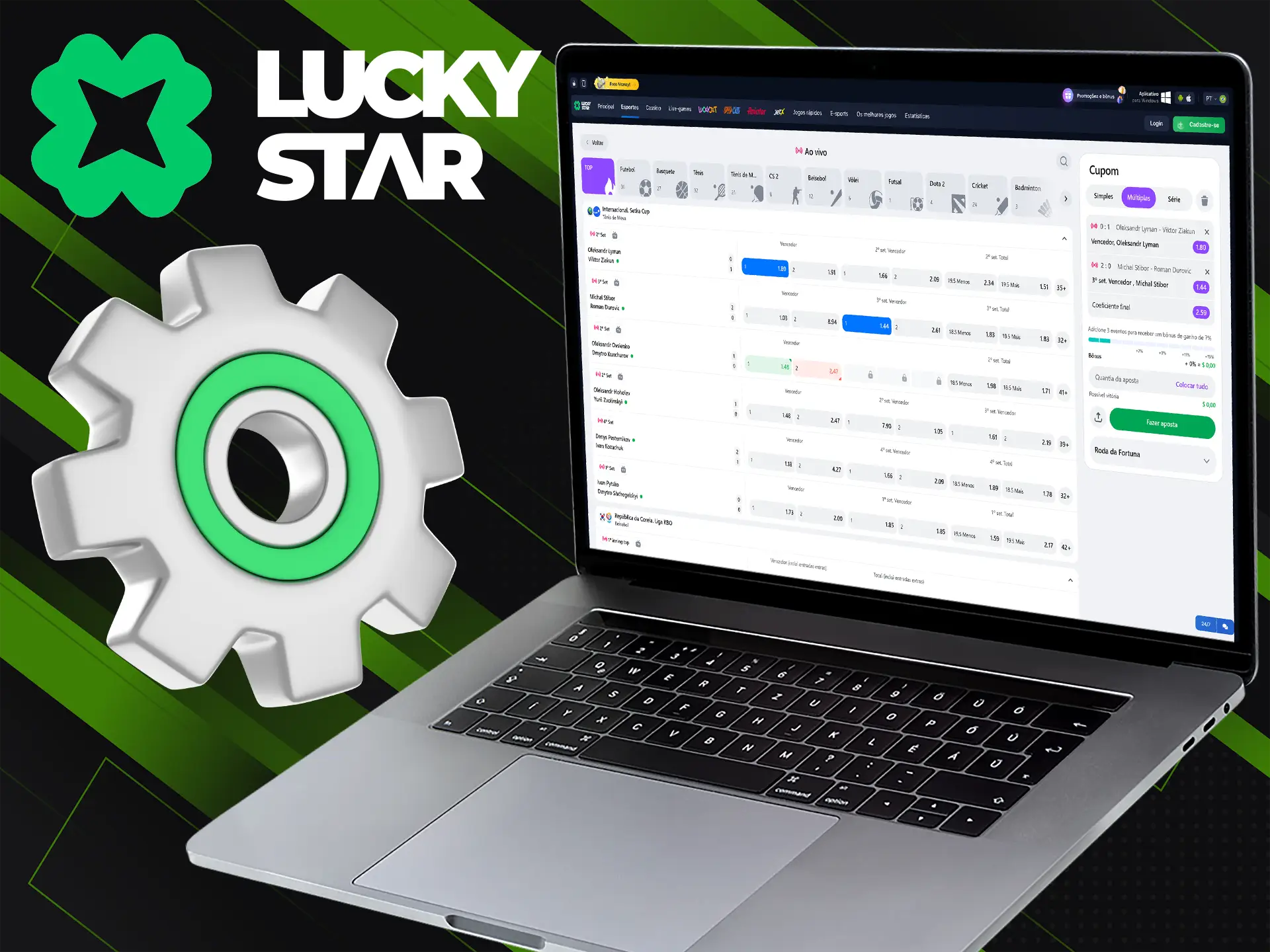 No Lucky Star, pode efetuar diferentes tipos de apostas.