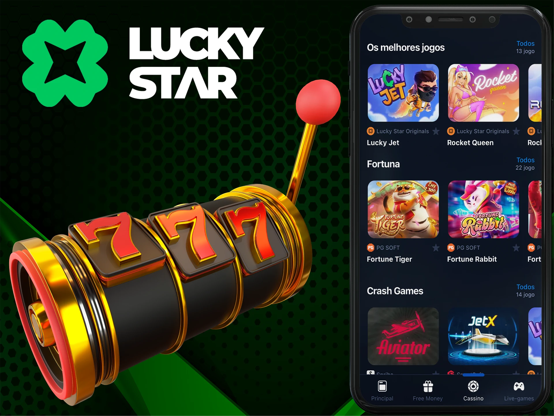 Faça suas apostas de cassino no aplicativo móvel Lucky Star.
