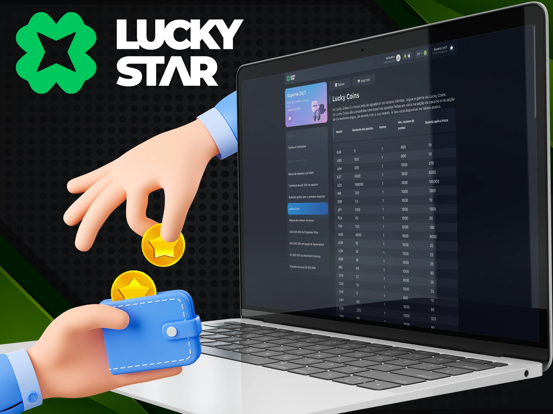 Ganhe Lucky Coin no Lucky Star Casino.