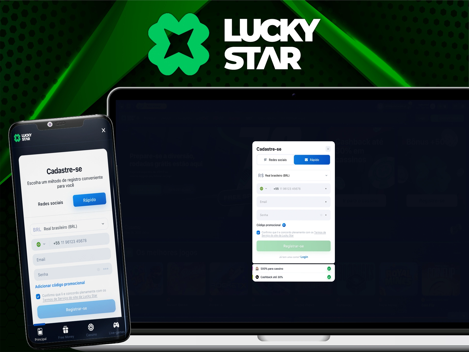Passe pelo processo de registro no Lucky Star Casino e faça suas apostas.