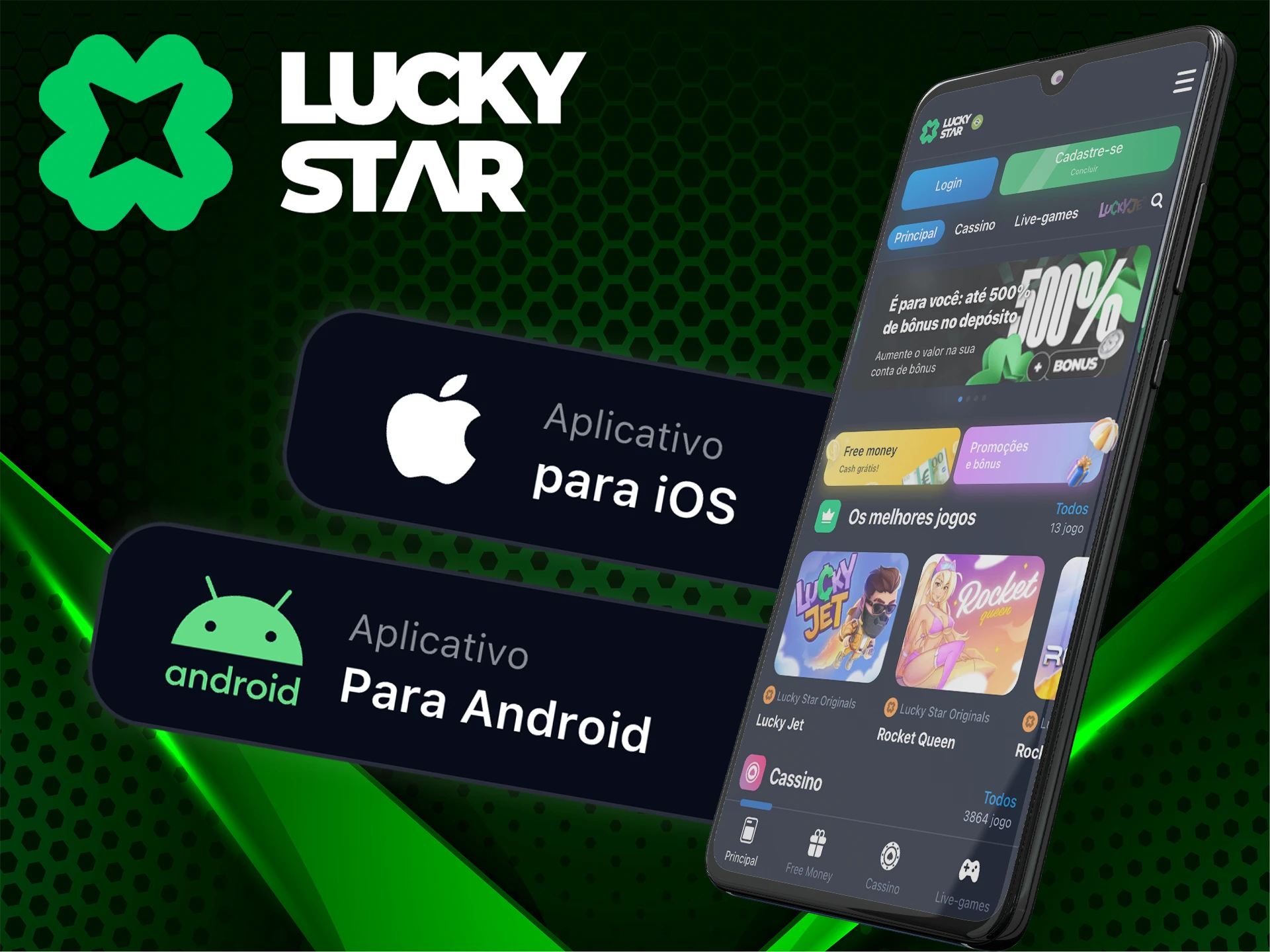 Ganhe no aplicativo móvel Lucky Star.