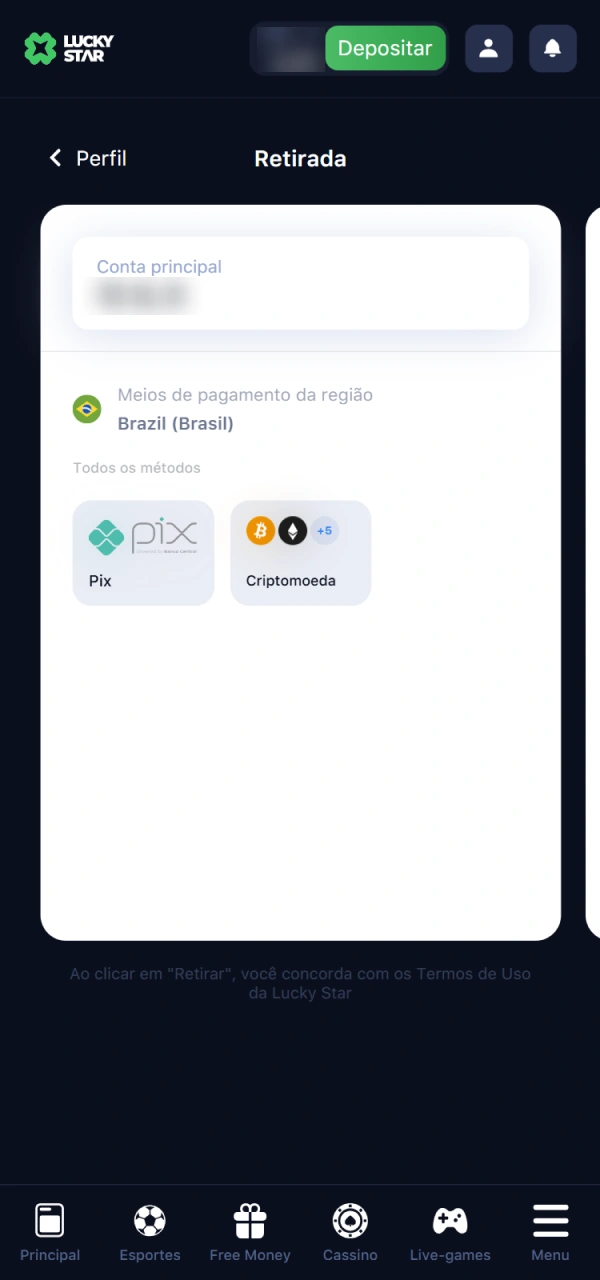 Retirar com sucesso os seus ganhos do Lucky Star Casino.